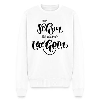 Wer schön sein will, muss lächeln - Männer Premium Bio Pullover - Weiß - Vorne - Thijin (182cm)