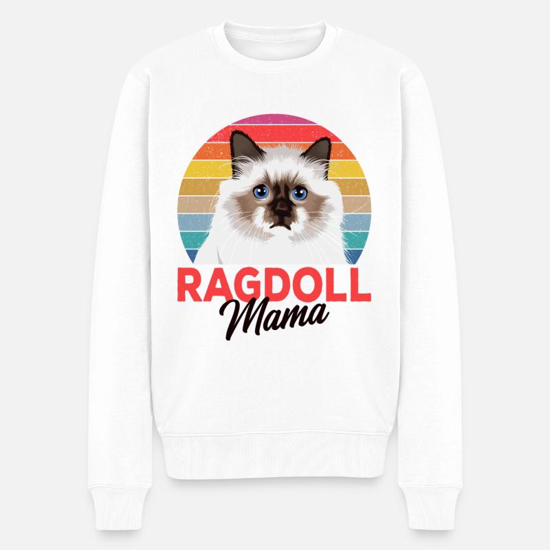 Ragdoll Katze - Männer Premium Bio Pullover - Weiß