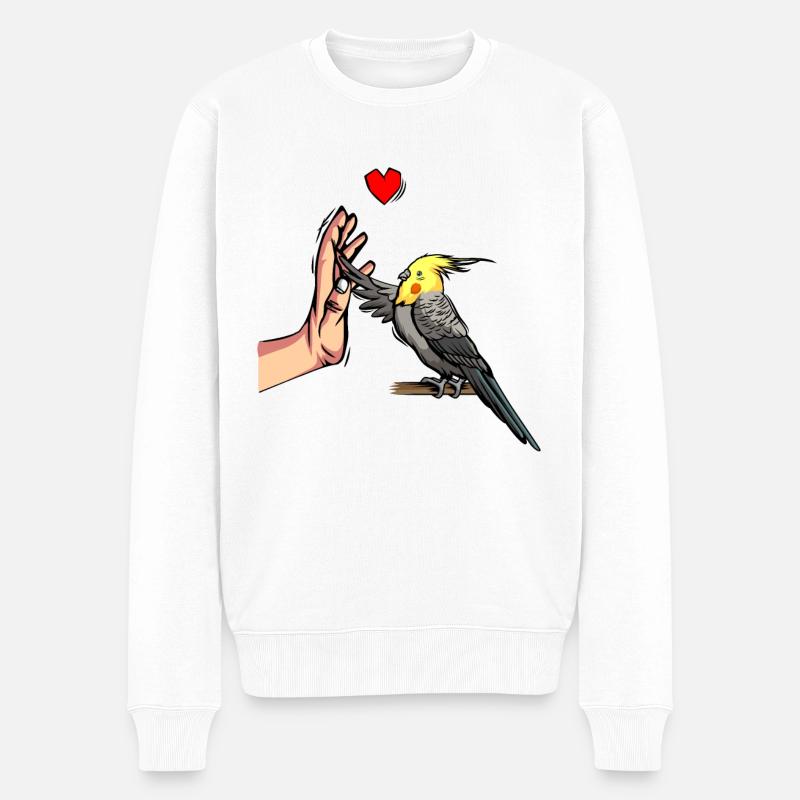 Nymphensittich amour oiseau perroquet - Pull Premium bio Homme - blanc