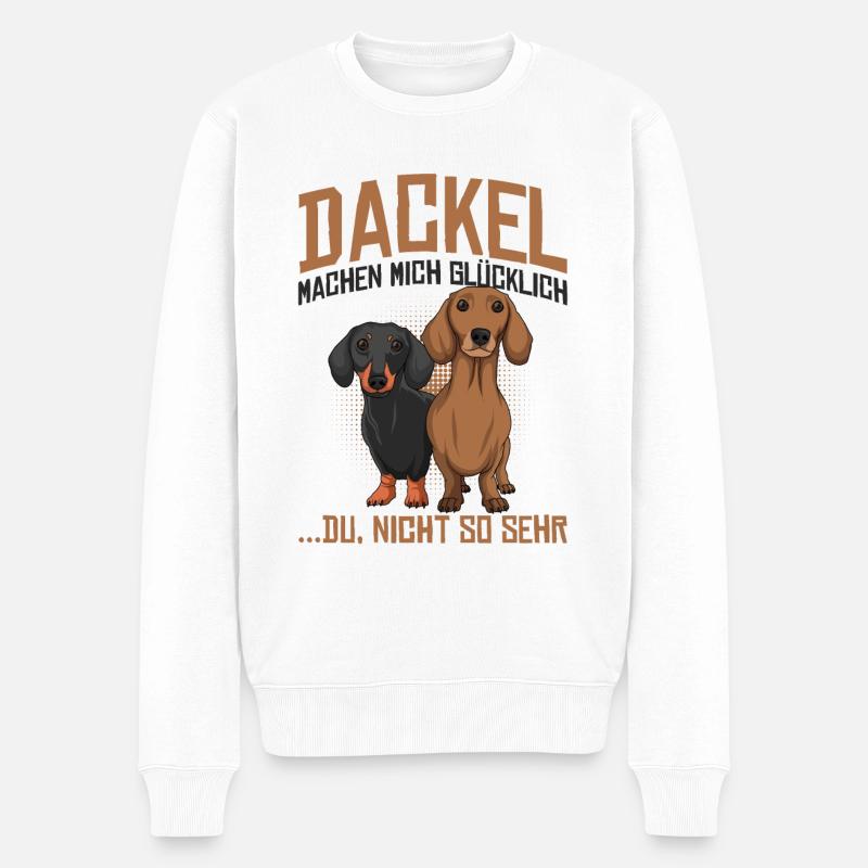 Dackel - Männer Premium Bio Pullover - Weiß
