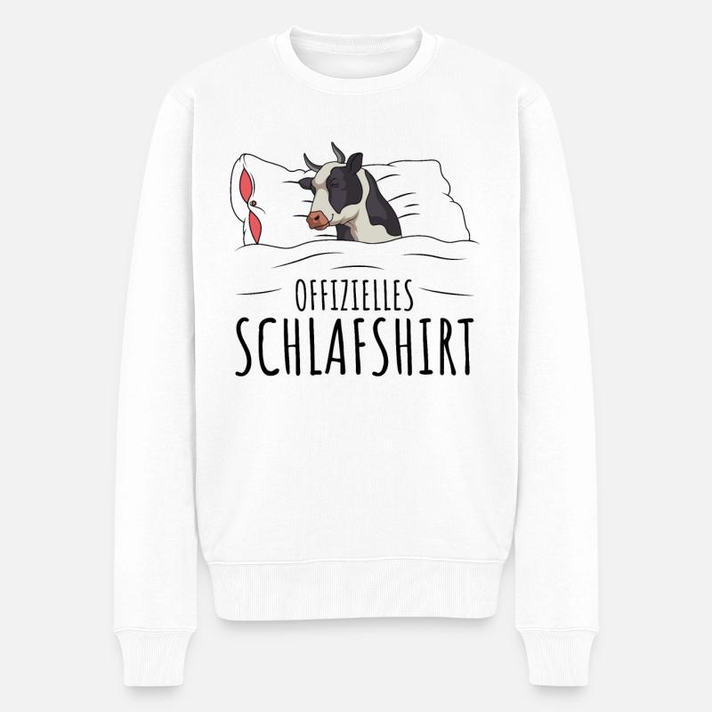 Kuh - Männer Premium Bio Pullover - Weiß