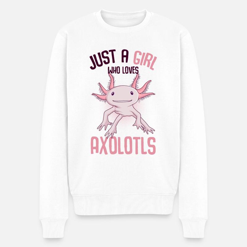Axolotl - Männer Premium Bio Pullover - Weiß