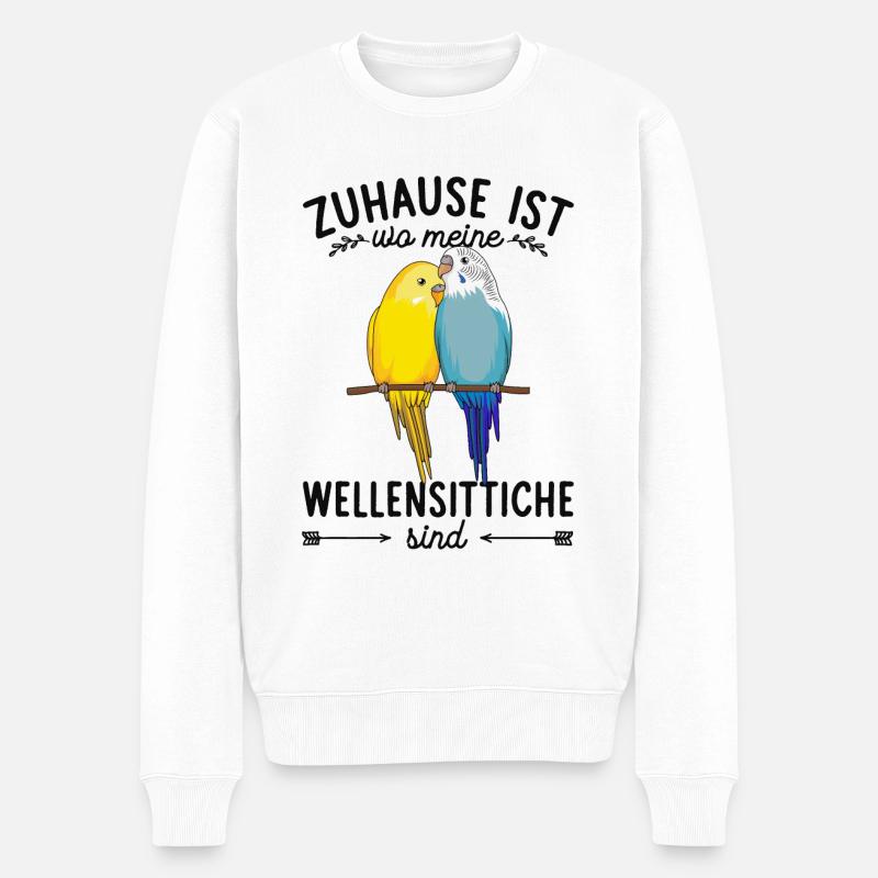 Wellensittich - Männer Premium Bio Pullover - Weiß