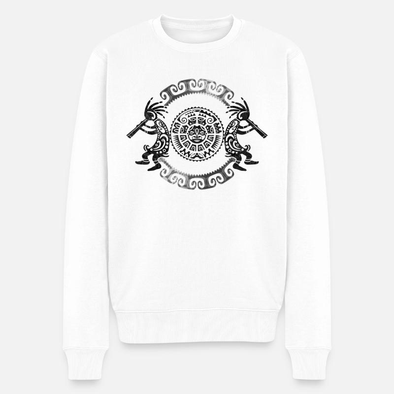 Kokopelli Duo - Mask - Circle 1 - Männer Premium Bio Pullover - Weiß