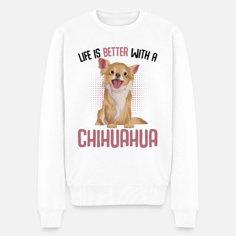 Chihuahua - Männer Premium Bio Pullover - Weiß
