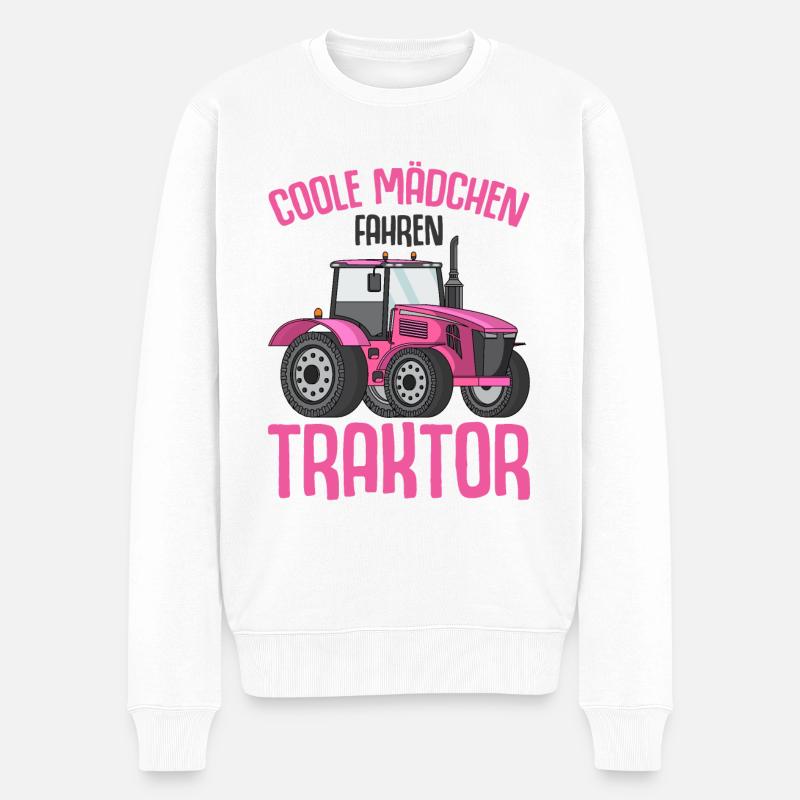 Traktor Mädchen - Männer Premium Bio Pullover - Weiß