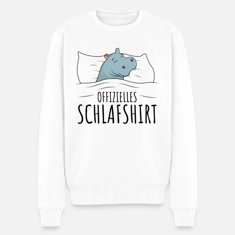 Nilpferd Hippo - Männer Premium Bio Pullover - Weiß
