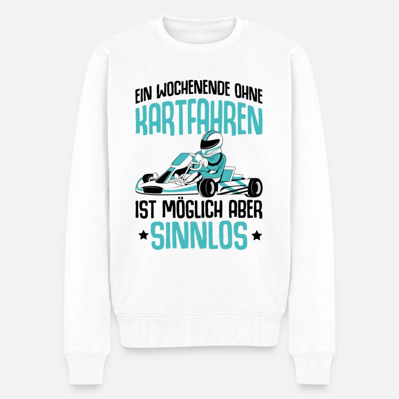 Go Kart - Männer Premium Bio Pullover - Weiß
