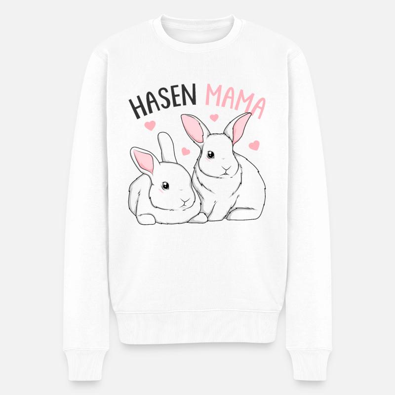 Hasen Mama - Männer Premium Bio Pullover - Weiß