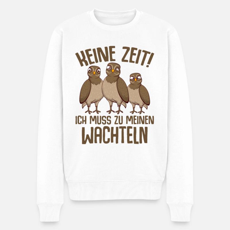 Wachtel - Männer Premium Bio Pullover - Weiß