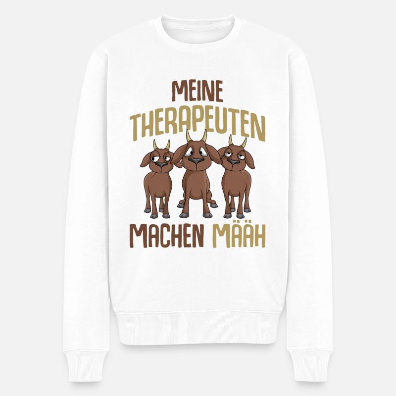 Ziege - Männer Premium Bio Pullover - Weiß