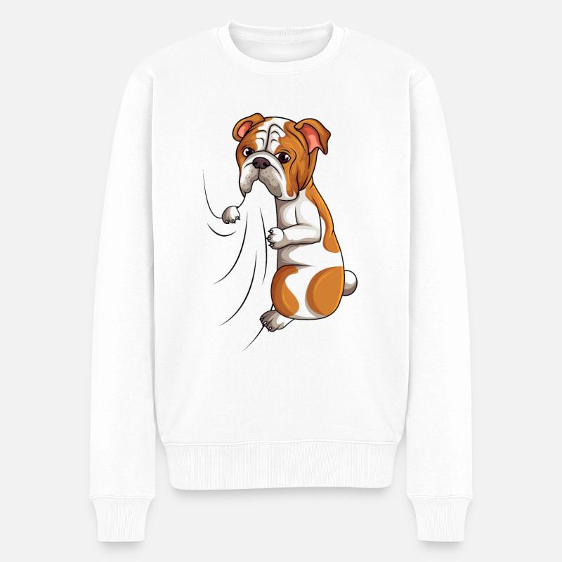 Englische Bulldogge - Männer Premium Bio Pullover - Weiß