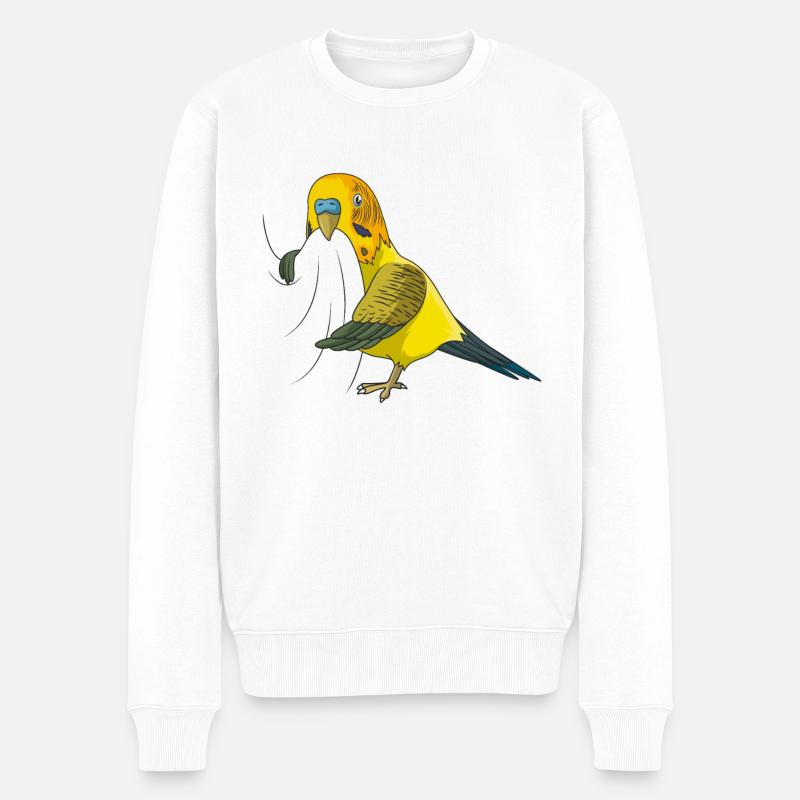Wellensittich - Männer Premium Bio Pullover - Weiß