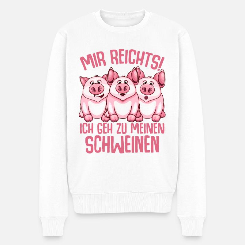Schwein - Männer Premium Bio Pullover - Weiß