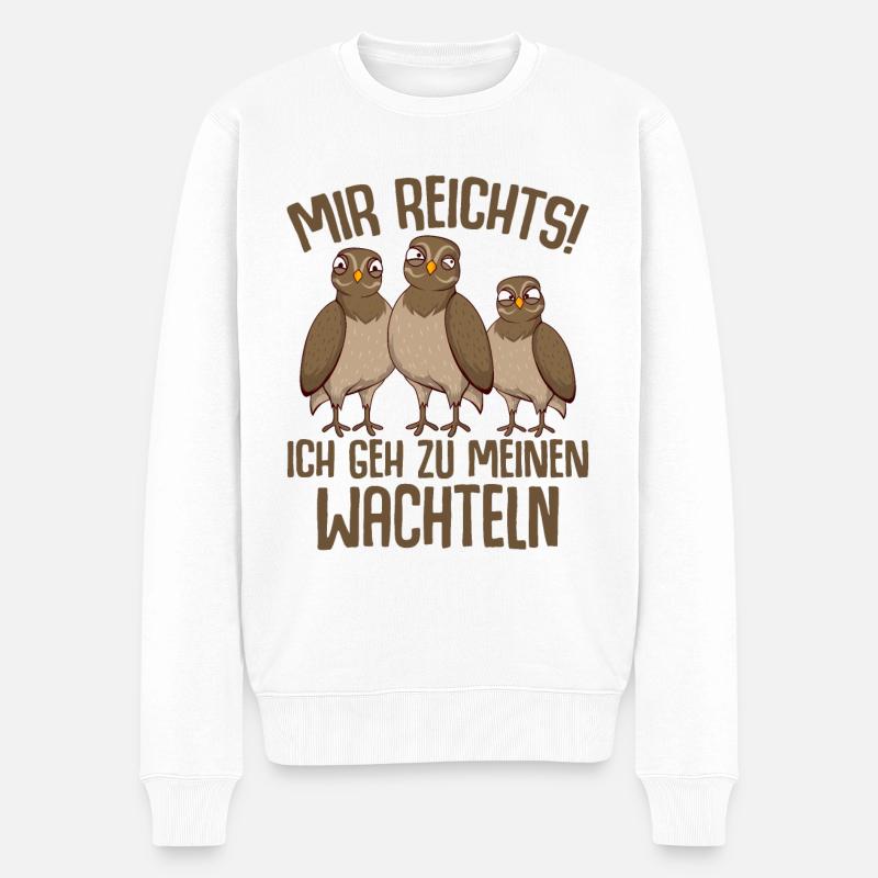 Wachtel - Männer Premium Bio Pullover - Weiß