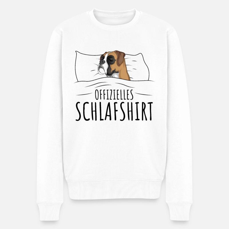 Boxer Hund - Männer Premium Bio Pullover - Weiß