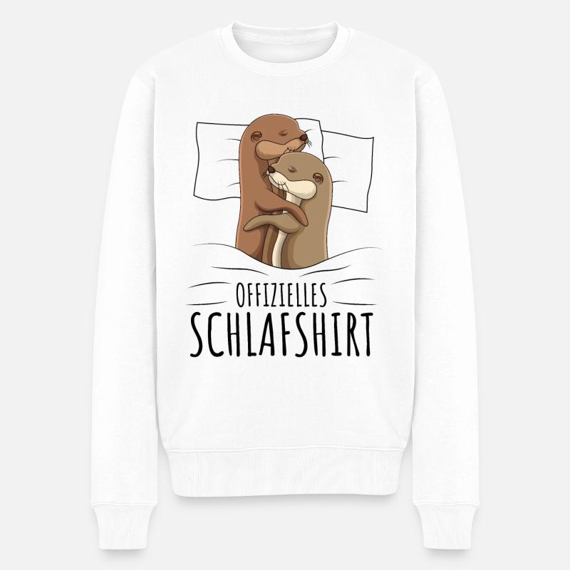 Otter Schlafshirt - Männer Premium Bio Pullover - Weiß