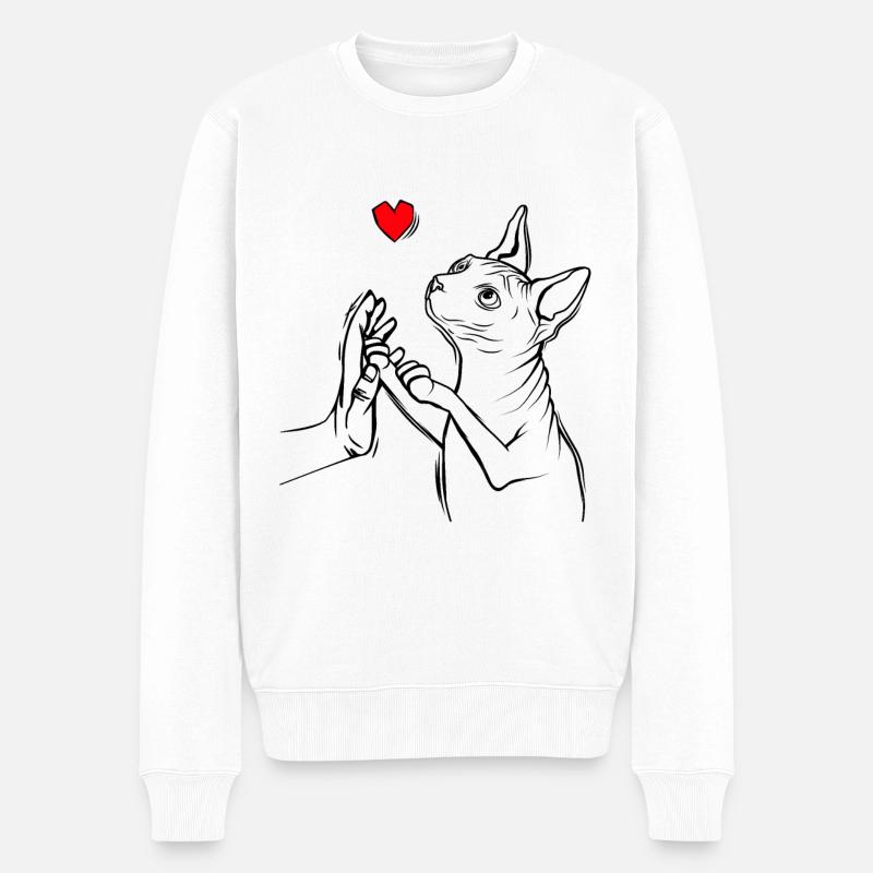 Sphynx Katze - Männer Premium Bio Pullover - Weiß