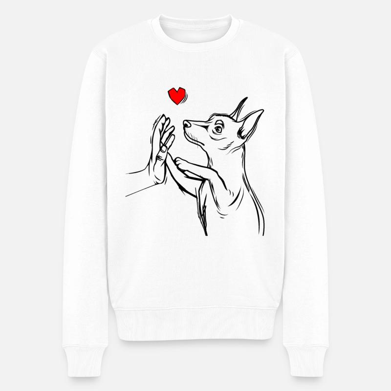 Pinscher nain - Pull Premium bio Homme - blanc
