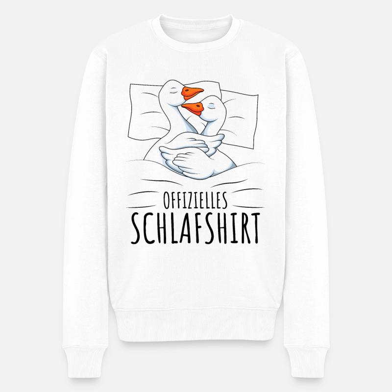 Offizielles Schlafshirt Gänse - Männer Premium Bio Pullover - Weiß
