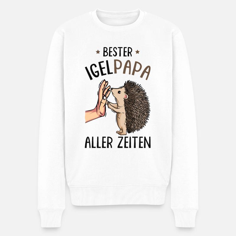 Bester Igel Papa aller Zeiten - Männer Premium Bio Pullover - Weiß