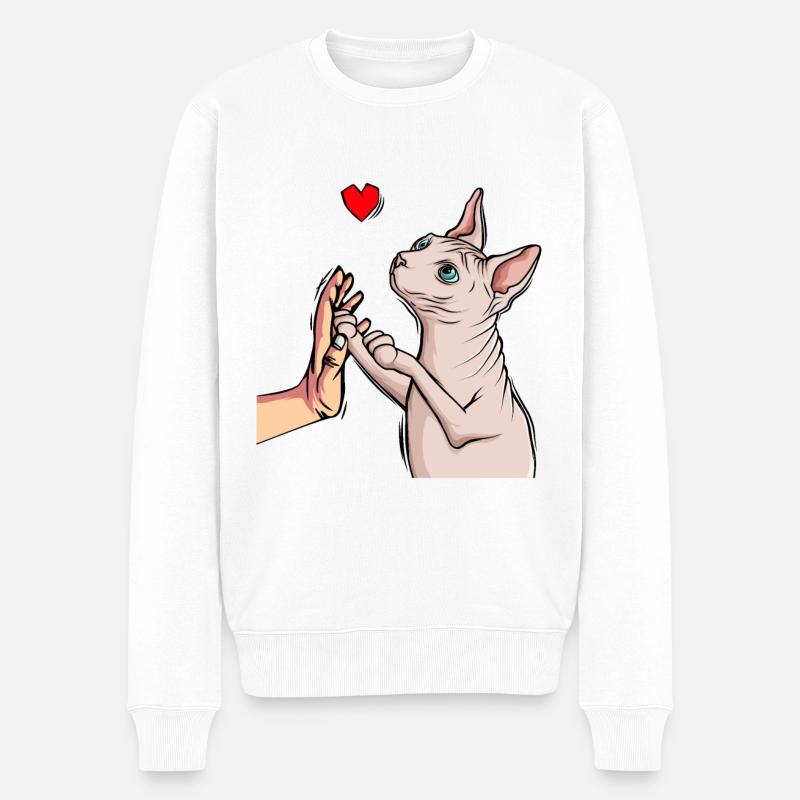 Sphynx Katze Sphinx Nacktkatze - Männer Premium Bio Pullover - Weiß