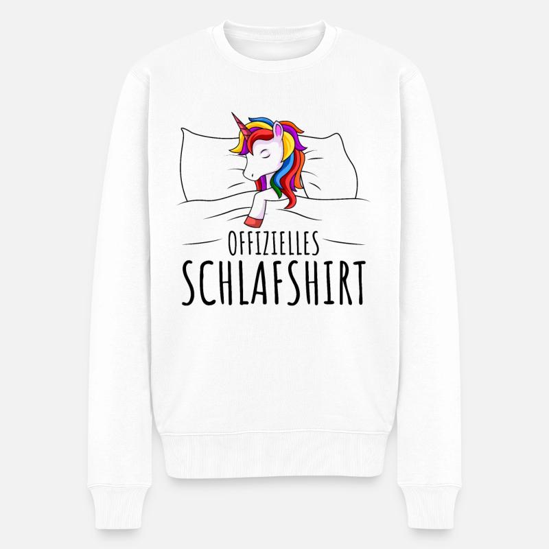 Einhorn Schlafshirt - Männer Premium Bio Pullover - Weiß