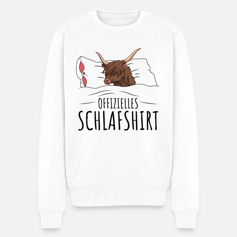 Schottisches Hochlandrind - Männer Premium Bio Pullover - Weiß