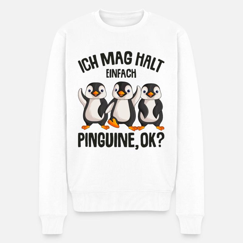 Pinguin - Männer Premium Bio Pullover - Weiß