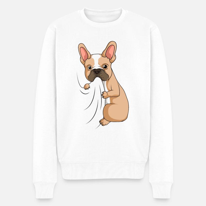 Français Bouledogue - Pull Premium bio Homme - blanc