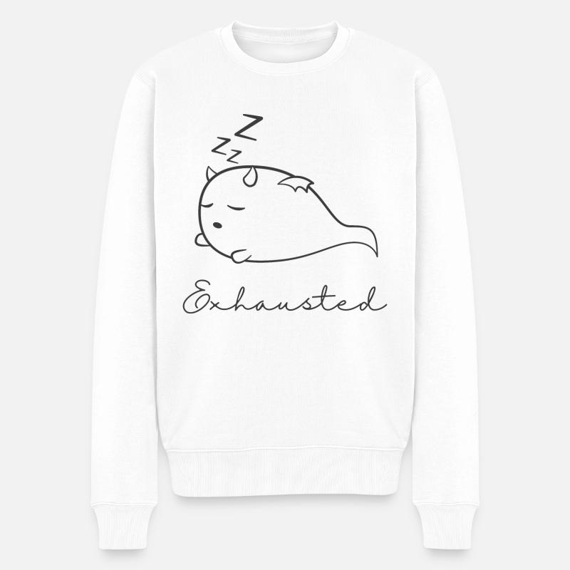 Erschöpft - fertig - Männer Premium Bio Pullover - Weiß