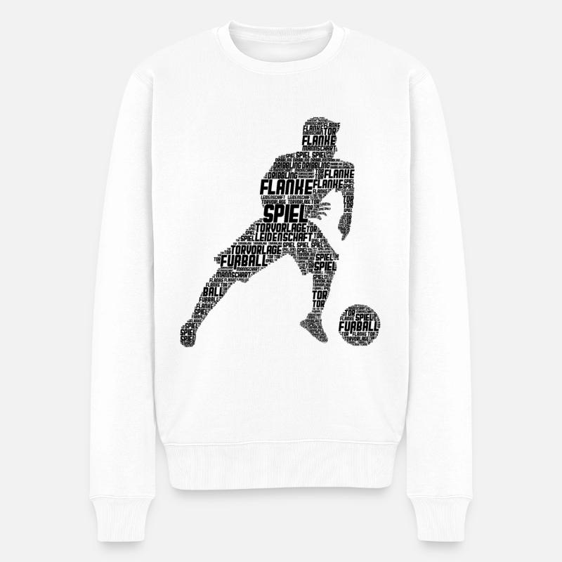 Fußball - Männer Premium Bio Pullover - Weiß