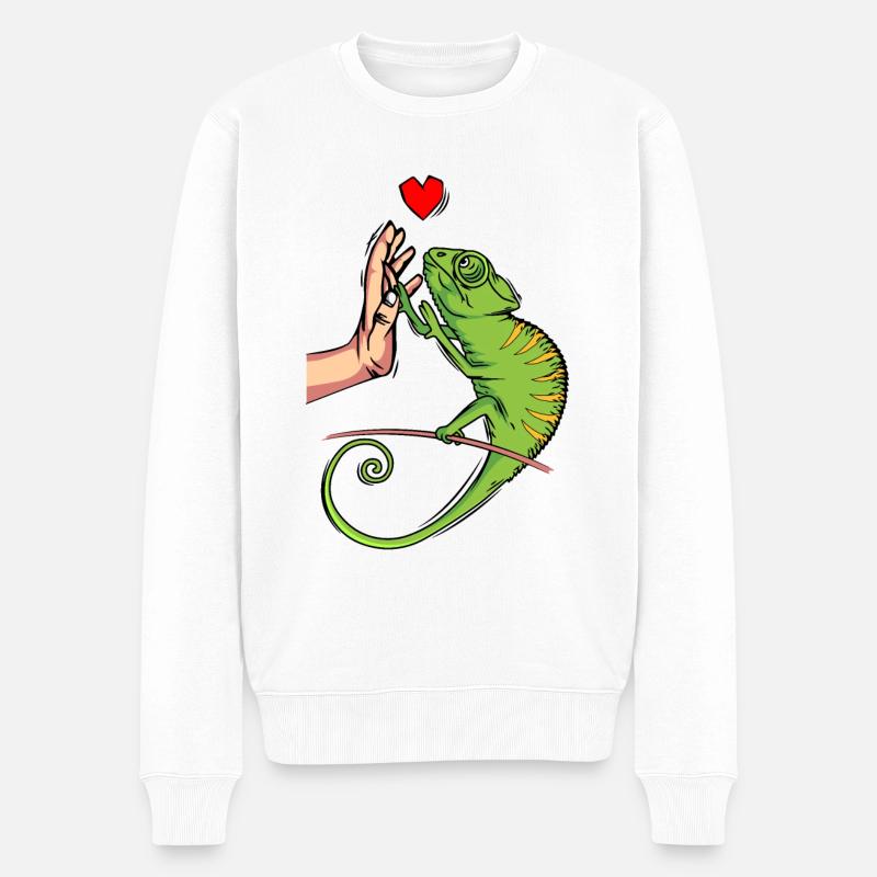 Caméléon Lézard Caméléon Dames - Pull Premium bio Homme - blanc
