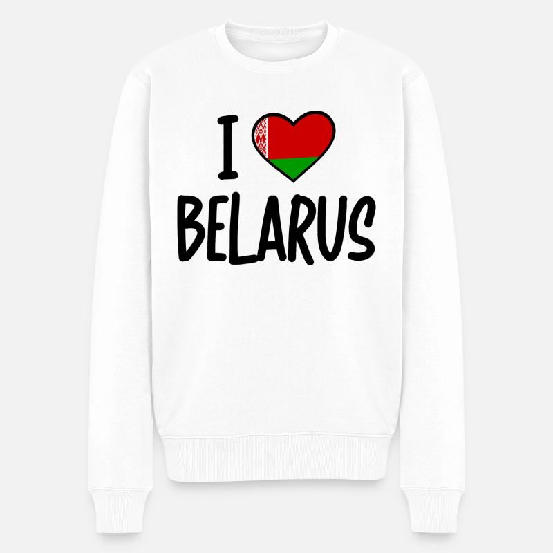 i love belarus - Männer Premium Bio Pullover - Weiß