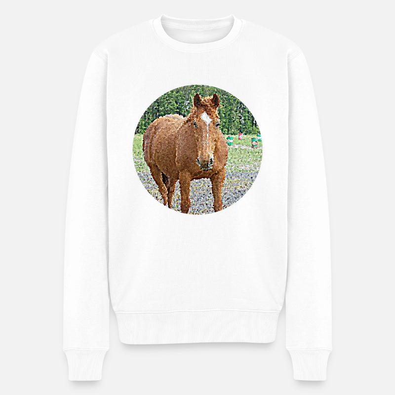 Die Liebe einer Stute - Männer Premium Bio Pullover - Weiß