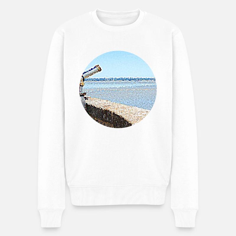 Vue lointaine sur l'océan - Pull Premium bio Homme - blanc
