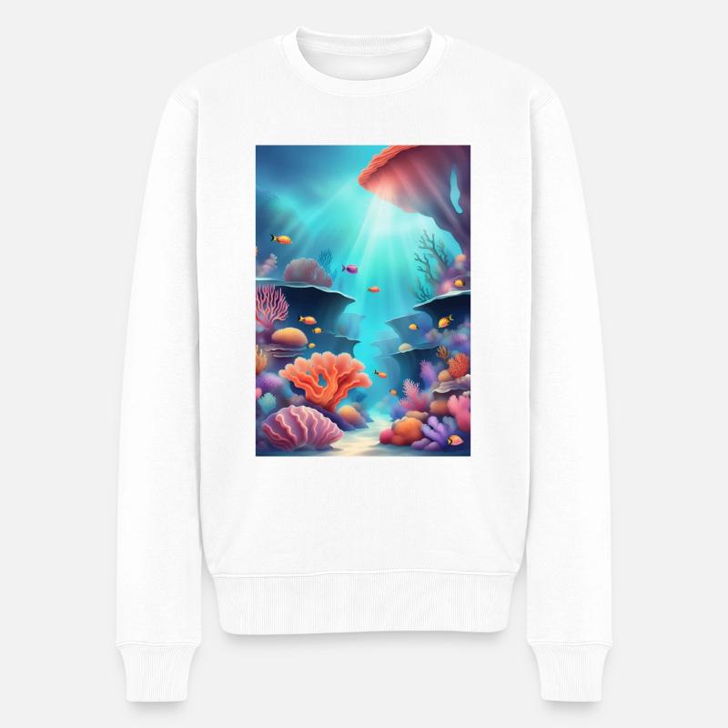 Bunte Korallenriffe - Männer Premium Bio Pullover - Weiß