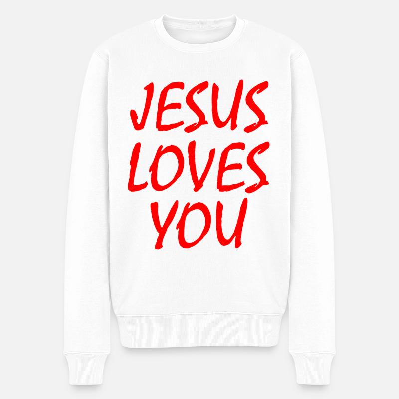 Jesus loves you - Männer Premium Bio Pullover - Weiß