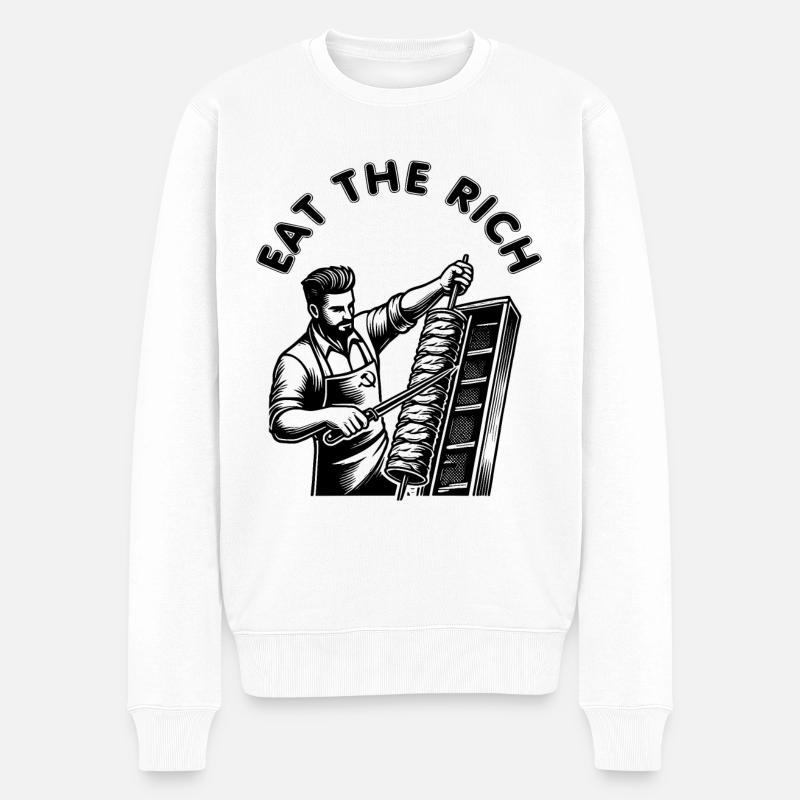 Eat the rich - Männer Premium Bio Pullover - Weiß