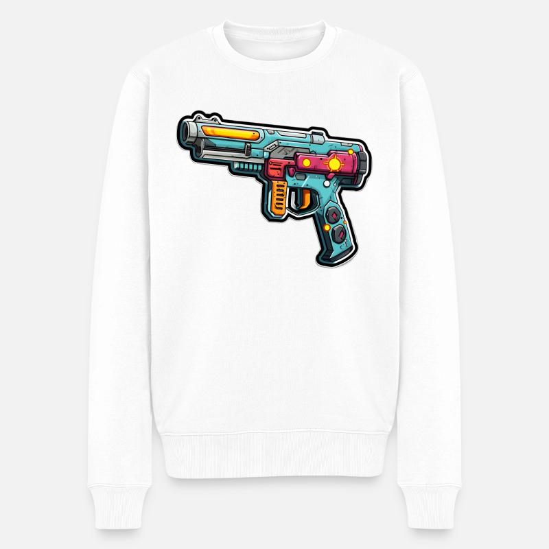 Weltraum-Waffen im Graffiti-Stil - Männer Premium Bio Pullover - Weiß