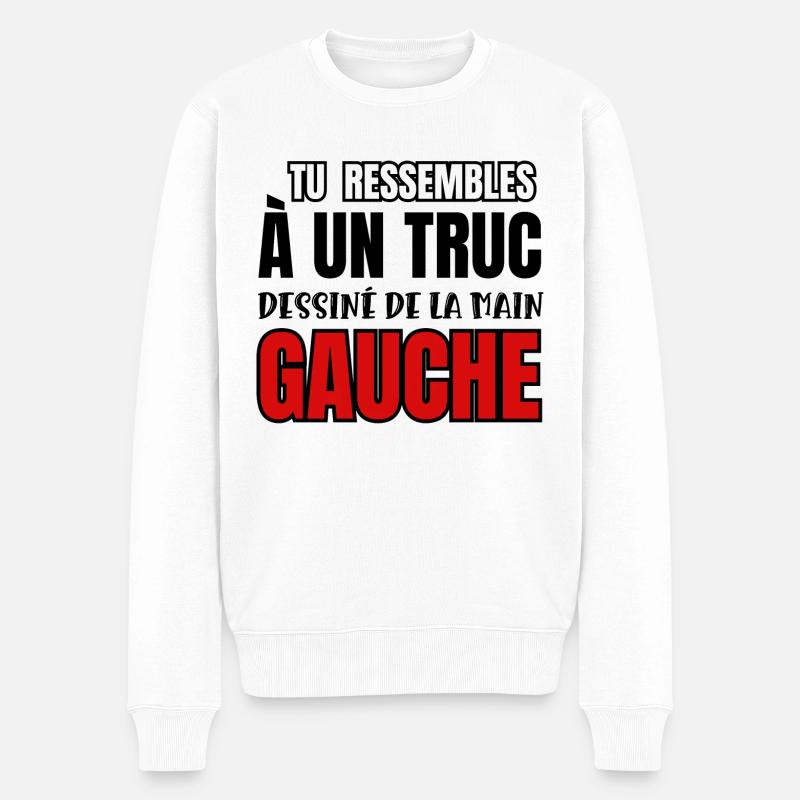 dessiné de la main gauche - Pull Premium bio Homme - blanc