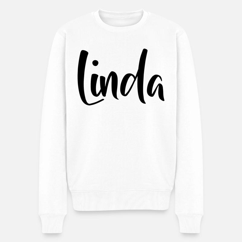 Name - Linda - Männer Premium Bio Pullover - Weiß