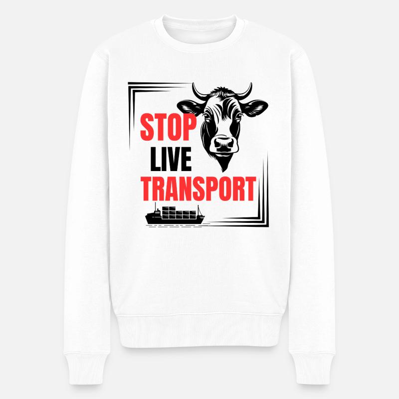 Tiertransport Kälber Rinder Kuh Kühe - Männer Premium Bio Pullover - Weiß