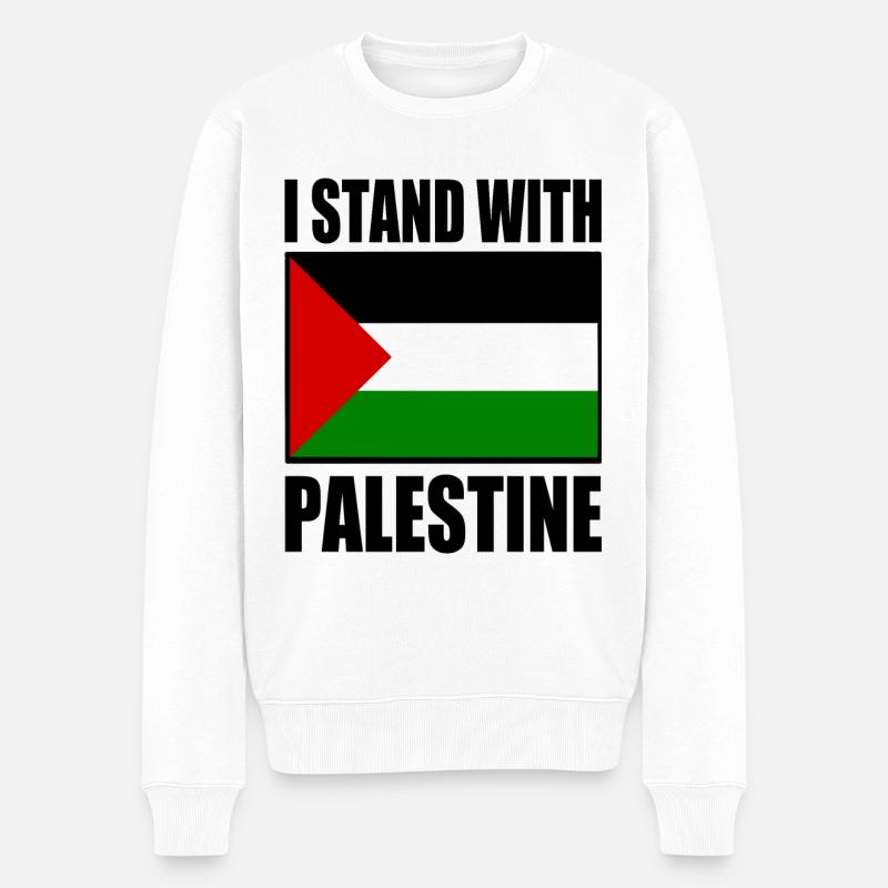 I stand with palestine - Pull Premium bio Homme - blanc