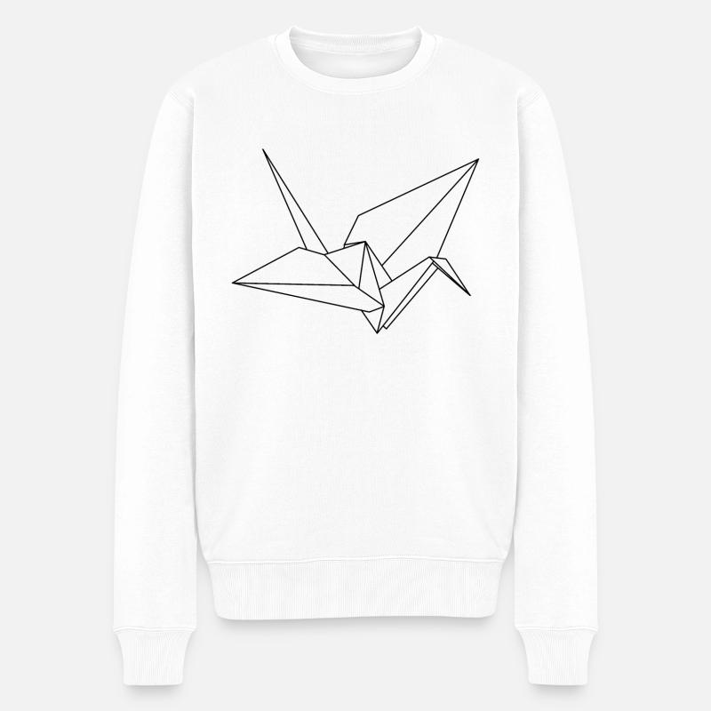 Origami Kranich - Männer Premium Bio Pullover - Weiß