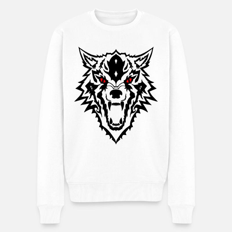 Wolfskopf - Männer Premium Bio Pullover - Weiß