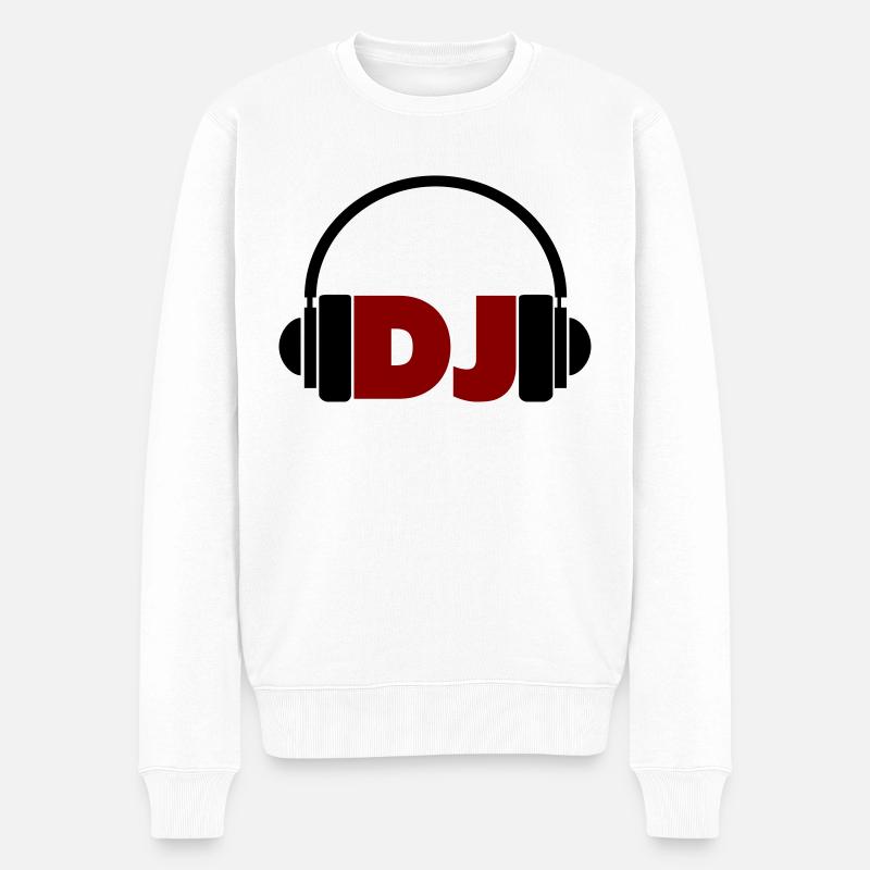 DJ Kopfhörer DeeJay - Männer Premium Bio Pullover - Weiß