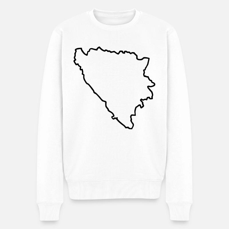 Bosnien Kontur - Männer Premium Bio Pullover - Weiß