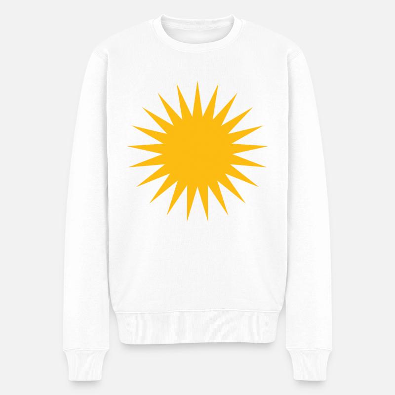 Kurdische Sonne Symbol - Männer Premium Bio Pullover - Weiß