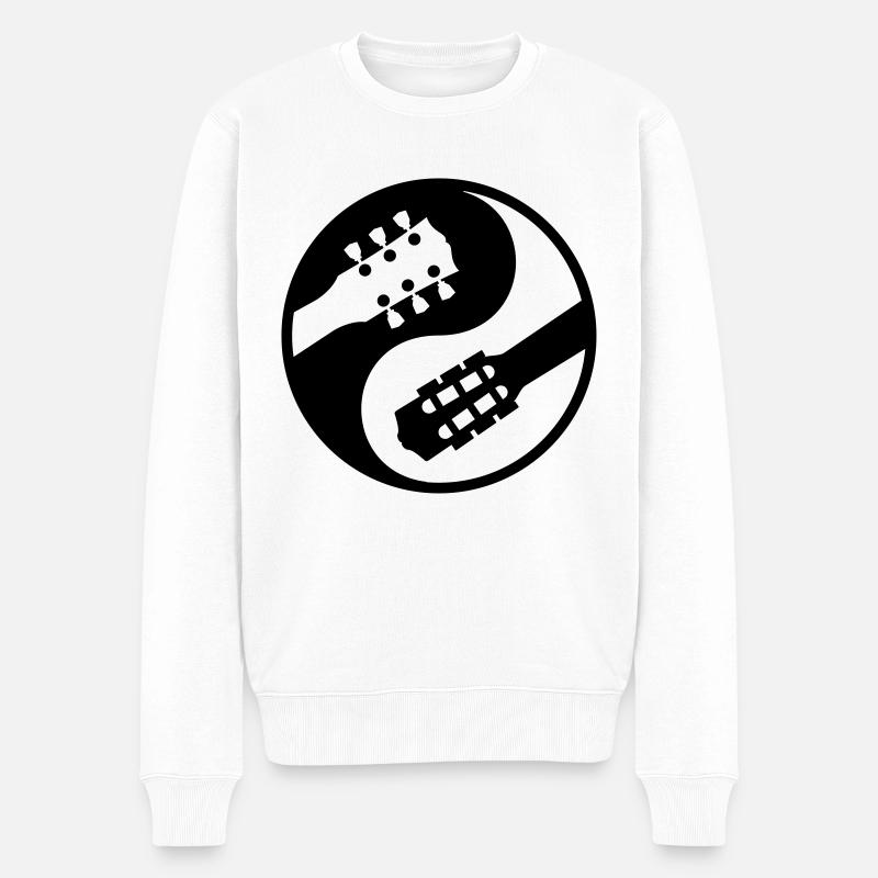 guitare classique vs electrique yinyang - Pull Premium bio Homme - blanc